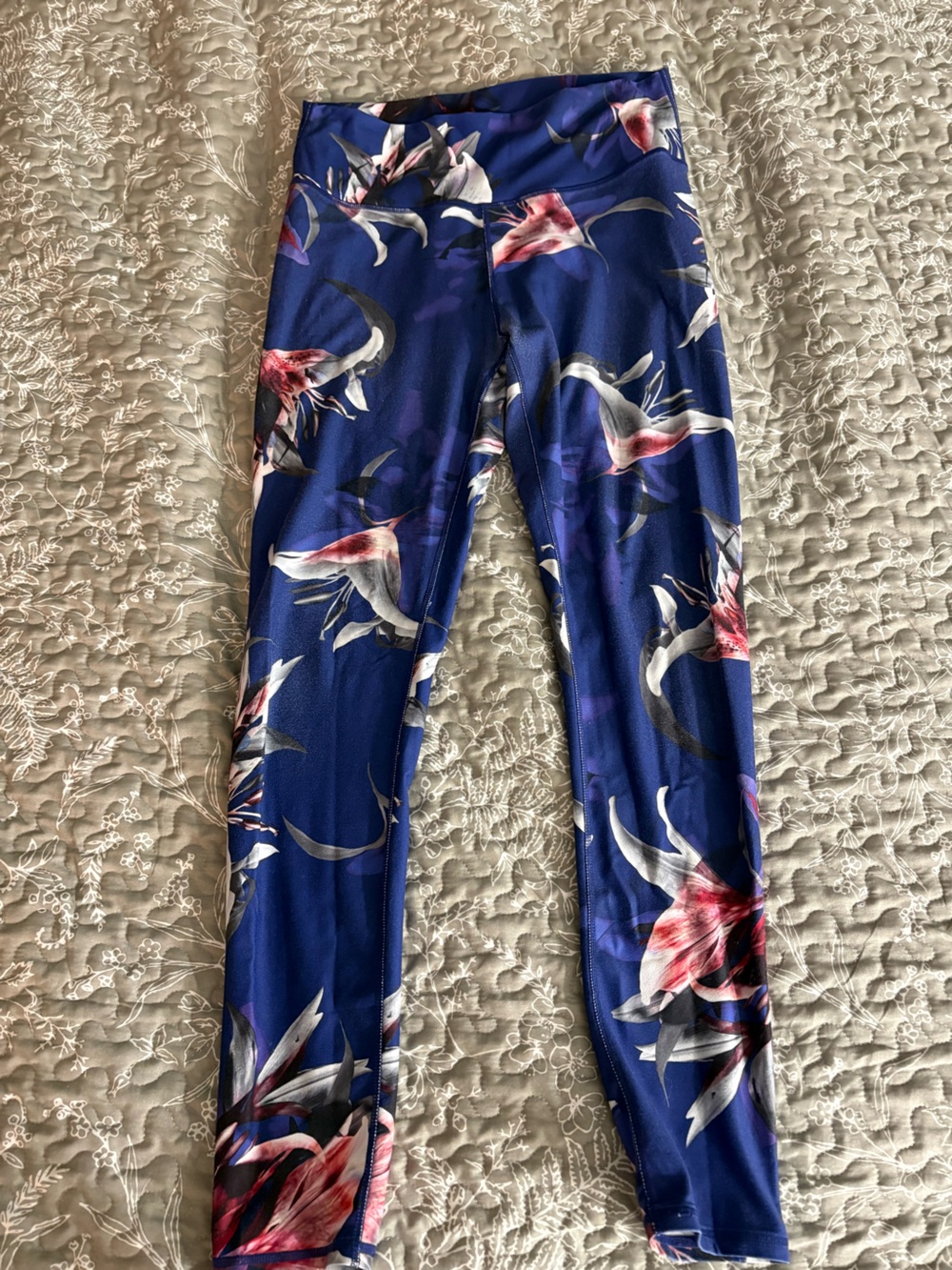 Fabletics Blue Floral High-Rise Leggings